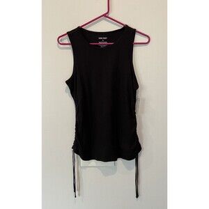 Woman’s Nine West Size S Black Top Tank Sleeveless Ruched Tie On Sides Of Shirt.